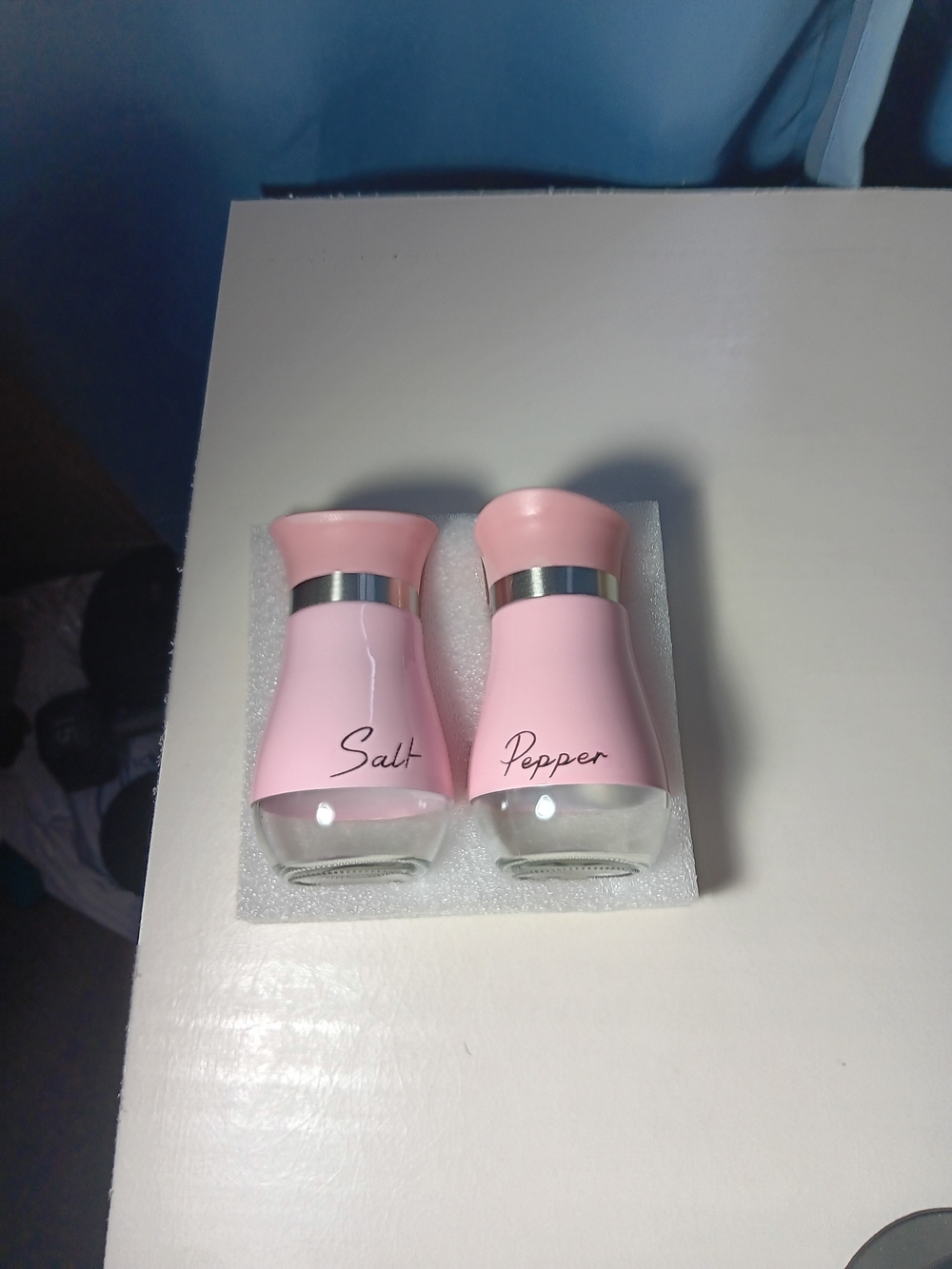 Unbranded Pink Salt & Pepper Shakers - Modern Glass Top Spice Set